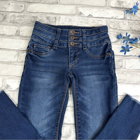 True Craft Girls Blue Denim Raw Hem Stretch Jeggings - Size 7 - Picture 2 of 11